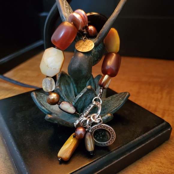 Silpada Stone Bead Pearl Shell Toggle Bracelet 925 - Picture 6 of 16